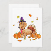 Invitation Costume de dinde de dachshund de Thanksgiving T  a (Devant / Derrière)