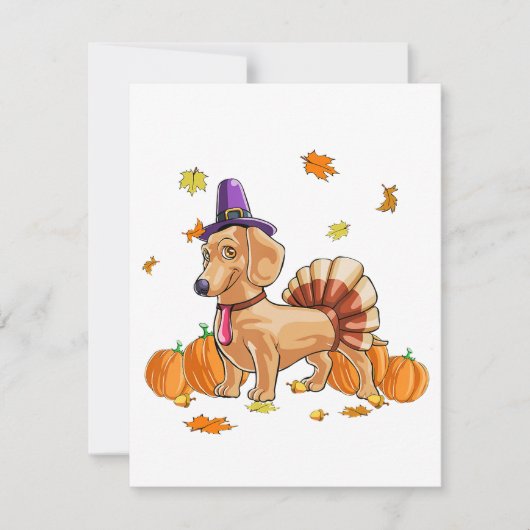 Invitation Costume de dinde de dachshund de Thanksgiving T am (Devant)
