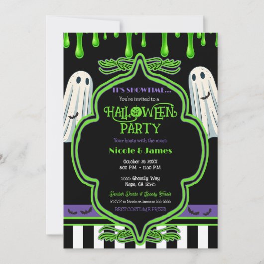 Invitation Costume de fantôme Halloween Slime vert Fête (Devant)