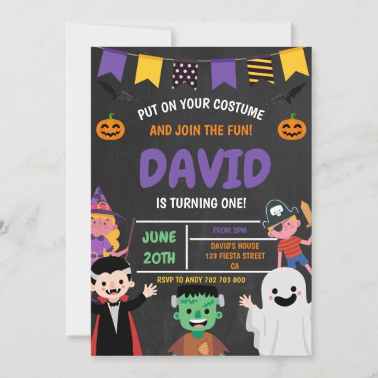 Invitation Costume de fête d'anniversaire d'Halloween Éffraya (Devant)
