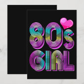 Invitation Costume de fête d'anniversaire fille années 80 Rét (Devant / Derrière)