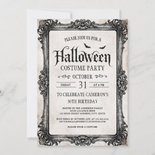 Invitation Costume de fête d'Halloween à cadre orné gothique