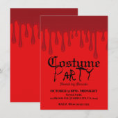 Invitation Costume de fête d'Halloween à gouttes de sang roug (Devant / Derrière)