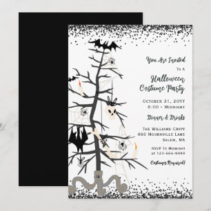 Invitation Costume de fête d'Halloween arbre paillettes noire