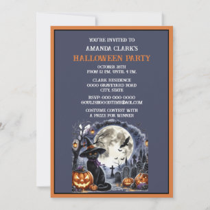 Invitation Costume de fête d'Halloween de chat noir