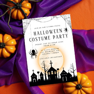 Invitation Costume de fête d'Halloween pour adulte orange et