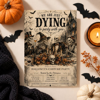 Invitation Costume de fête d'Halloween squelette gothique