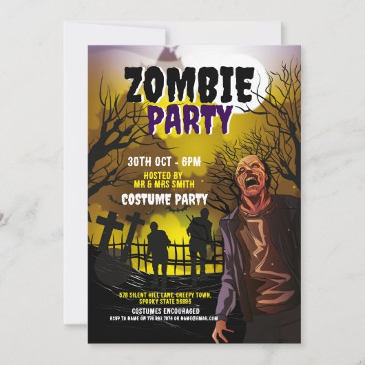 Invitation Costume de fête d'Halloween Zombie Horreur (Devant)