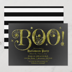 Invitation Costume de fête élégant Halloween noir vert BOO