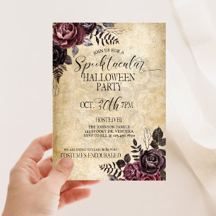 Invitation Costume de fête Halloween floral gothique vintage