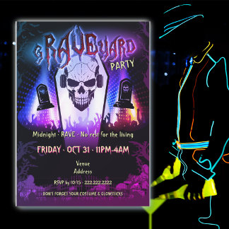 Invitation Costume de fête Rave de la tombe d'Halloween Neon