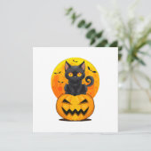 Invitation Costume de Halloween Citrouille Chat Noir (Debout devant)