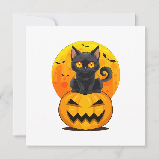 Invitation Costume de Halloween Citrouille Chat Noir (Devant)