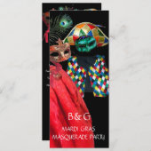 INVITATION COSTUME DE HARLEQUIN MARDI GRAS FÊTE MASQUÉE (Devant / Derrière)