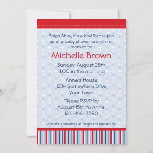 Invitation Costume de marin de bébé B (Dos)