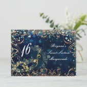 Invitation Costume de masquerade bleu et or Masque Fête d'ann (Debout devant)