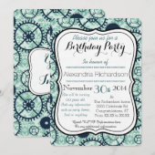 Invitation Costume de montre à vapeur et fête d'anniversaire (Devant / Derrière)