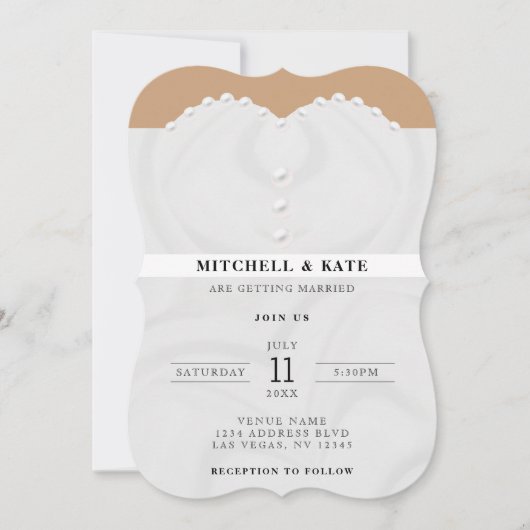 Invitation Costume de robe mariage et Bowtie QR Code (Devant)
