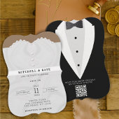 Invitation Costume de robe mariage et Bowtie QR Code