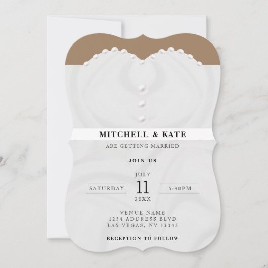 Invitation Costume de robe mariage et Bowtie QR Code (Devant)