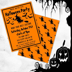 Invitation Costume de sorcière pour fête d'Halloween