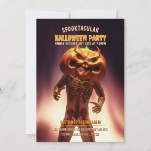 Invitation Costume de tête citrouille. Fête d'Halloween