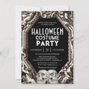 Invitation Costume d'Halloween adulte fête crâne gothique Vin