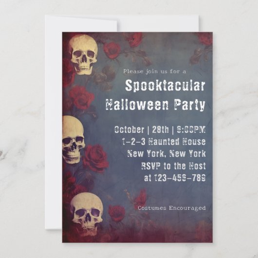 Invitation Costume d'Halloween adulte Skuls et Roses (Devant)