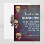 Invitation Costume d'Halloween adulte Skuls et Roses (Devant / Derrière)