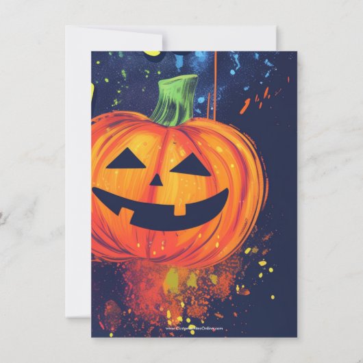 Invitation Costume d'Halloween bleu orange Jack-O lanterne (Dos)