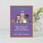 Invitation Costume d'Halloween Chiens pawty Chat noir (Debout devant)