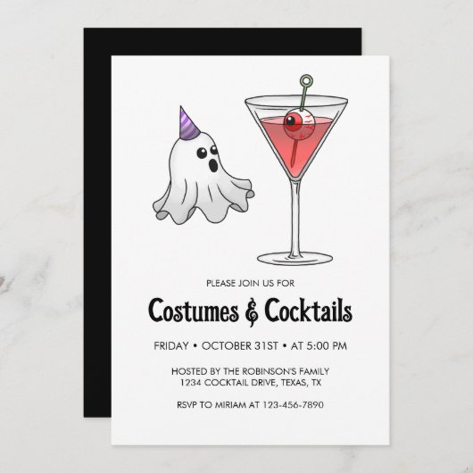 Invitation Costume d'Halloween & Cocktail Party (Devant / Derrière)