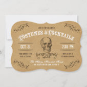 Invitation Costume d'Halloween crâne vintage et soirée cockta (Devant)