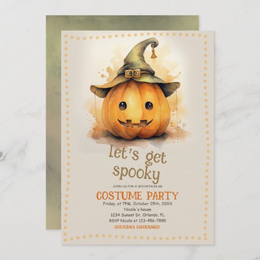 Invitation Costume d'Halloween éffrayant (Devant / Derrière)