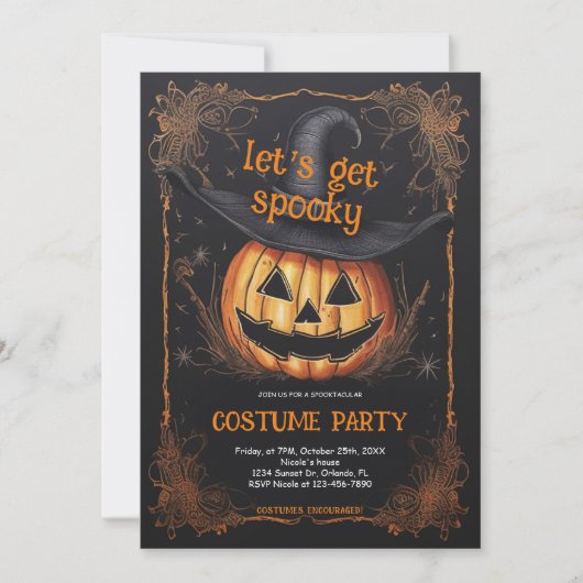 Invitation Costume d'Halloween éffrayant (Devant)