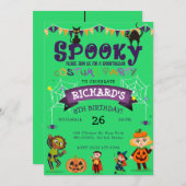 Invitation Costume d'Halloween éffrayant Enfants Green Annive (Devant / Derrière)