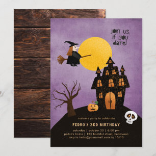 Invitation Costume d'Halloween Enfants Fête d'anniversaire 3e