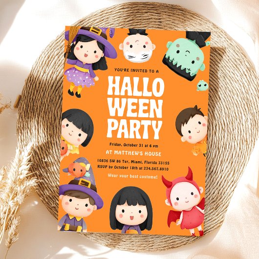Invitation Costume d'Halloween Enfants Trick Treat Party