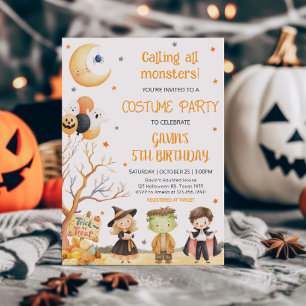 Invitation Costume d'Halloween Monsters Anniversaire