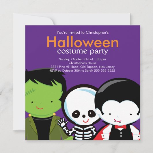 Invitation Costume d'Halloween Monstres (Devant)