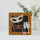 Invitation Costume d'Halloween noir et orange (Debout devant)