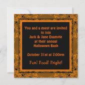 Invitation Costume d'Halloween noir et orange (Dos)