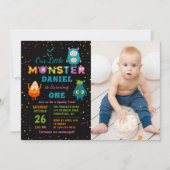 Invitation Costume d'Halloween petit monstre photo d'annivers (Devant)