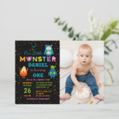 Invitation Costume d'Halloween petit monstre photo d'annivers (Debout devant)
