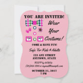 Invitation Costume d'Halloween Pois Clown bleu rose (Devant)