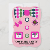 Invitation Costume d'Halloween Pois Clown bleu rose (Dos)