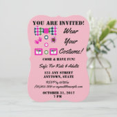 Invitation Costume d'Halloween Pois Clown bleu rose (Debout devant)
