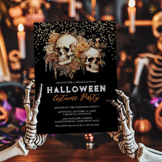 Invitation Costume d'Halloween pour adulte Tête de mort flora