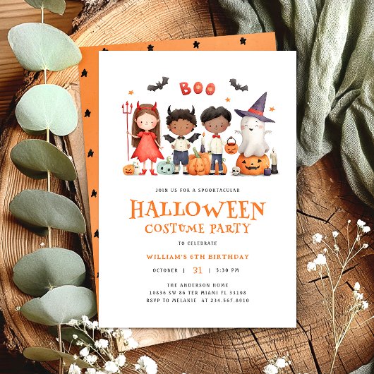 Invitation Costume d'Halloween pour enfants fête d'anniversai