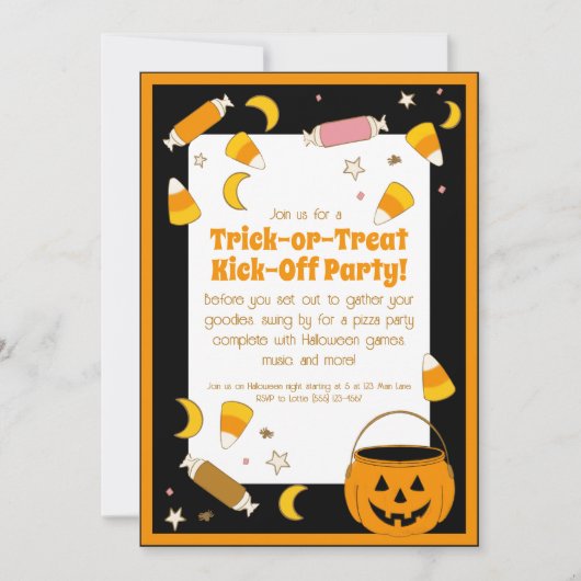 Invitation Costume d'Halloween rétro ou tronc ou fête de trai (Devant)